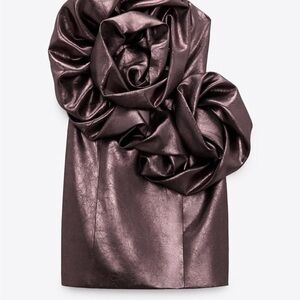 Zara Shimmering Dark Purple flower dress